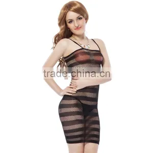 Top Qualit Nylon Fabric Short Style Hot Wholesale Lingeries Sexy Fishnet Dress thumbnail-1
