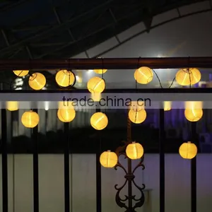 Solar String Lights Outdoor 15.7ft 20 LED Warm White Fabric Lantern Christmas Globle Lights thumbnail-1