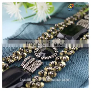 2016 Wholesale Fashion French Net Top Quality Hot Selling Embroidery Beaded Lace Trim thumbnail-1