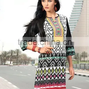 Indian Cotton Printed Kurtis Fashionable Traditional Kurtis For Women thumbnail-4