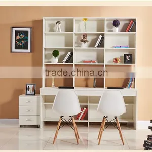 Double Studying Desk With Super Bookcase And Useful Drawer Cabinet thumbnail-1