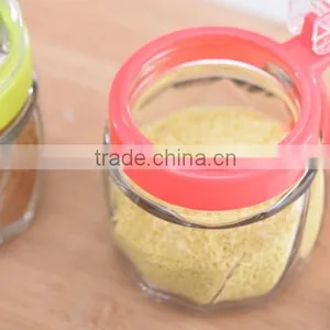 2016 Hot Sale High Kitchen Colored Quality Glass Spice Jar With Spoon thumbnail-2