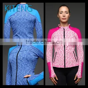 Kiteng 2016 New Design Women's Yoga Coat Fitness Running Sport Hooded Jacket Splice With Color Panel Office In USAsmall Minimum thumbnail-1