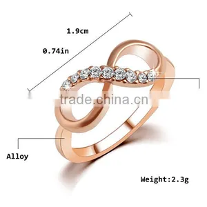 2016 New Fashion Jewelry 14k Real Rose Gold Plated Crystal Piston Ring thumbnail-2