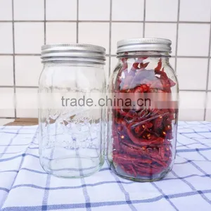 Clear Glass Food Storage Jars 32oz Glass Mason Jar Ball With Metal Lids thumbnail-3