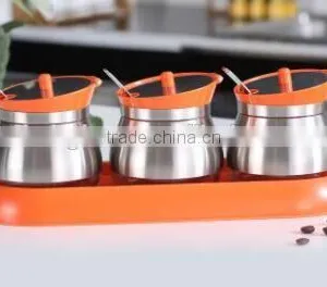 Wholesale Glass Spice Jar With Spoon and Metal Coating Orange thumbnail-1