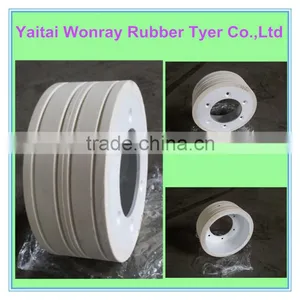 Groove Pattern Solid Tire With White Rim 10x4 thumbnail-1