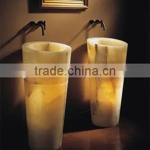 HOT SELLING BACKLIT ONYX PEDESTALS SINKS thumbnail-2