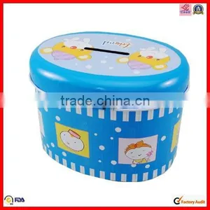 High Quality With Lock Round Saving Tin Box thumbnail-1