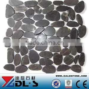 Flat River Stone Black Pebble Tile Flooring thumbnail-1