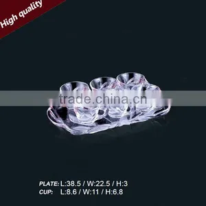 Colored 6pcs Glass Tea Cup Set With Glass Tray thumbnail-1