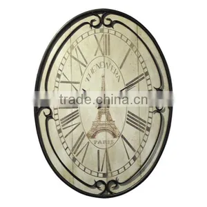 Oval Metal Vintage Decorative Wall Clock thumbnail-1