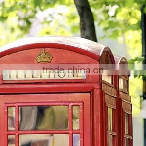 Red Antique Telephone Booth With Glass Steel thumbnail-1