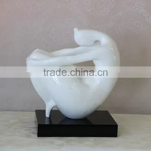 White Resin Modern Fat Lady Art Sculpture thumbnail-1