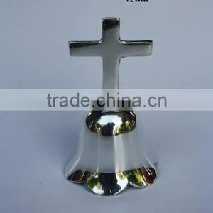Silver Plated Brass Bell With Cross Handle Made in Brass thumbnail-1