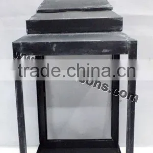 Metal Garden Lantern With Glass and Rope Handle thumbnail-2