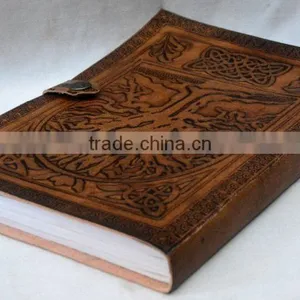 Handmade Vintage Tree of Life Leather Notebook With Button thumbnail-3