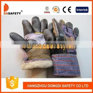 DDSAFETY Cow Grain Leather Work Gloves For Winter Safety Gloves thumbnail-1