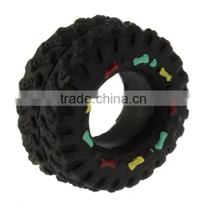 Free Shipping Animal Sounds Tire Shape Pet Dog Toy Puppy Cat Chews Squeaky Rubber Toys Squeaking 8*4cm Tire Pet Toys thumbnail-2