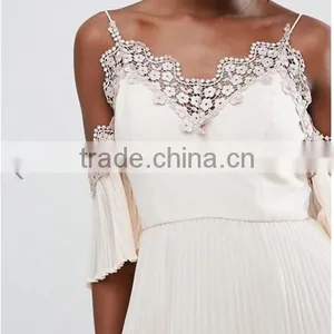 Guangzhou Clothing OEM Embroidered Embellishment Layered Pleated Skirt Dress Patterns Of Latest Fashion Design thumbnail-3