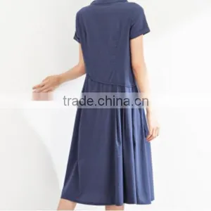 Asymmetric Placket Dress /Women's Cotton Skirt thumbnail-3