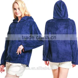 Women Girls Plus Size Snuggle Fleece Blouse Zip Fluffy Warm Hooded Sweatshirt Hoodie Ladies Loose Sweatshirt Jacket With Hood thumbnail-6