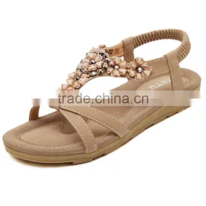 Zm50164b 2017 Sweet Ladies Flat Shoes Wholesale Women Sandal With Flower thumbnail-5
