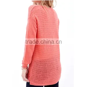 Custom Long Sleeve Rib Knit Hem Crew Neck Sweater Knitted Sweater Women thumbnail-2