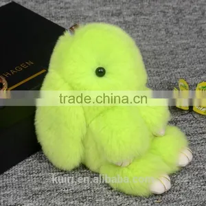 2017 Real Genuine Rex Rabbit Furs Keychain Pendant Bag Car Charm Tag Cute Rabbit Toy Doll Real Fur Monster Keychains thumbnail-6