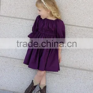 Hot Sale Baby Kids Ruffle Purple Gowns and Dresses 3/4 Sleeves Christmas Kids Baby Dress Girls thumbnail-1