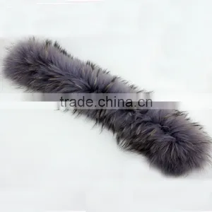 Myfur Royal Blue Genuine Raccoon Fur Collar Hood for Winter Coat thumbnail-6