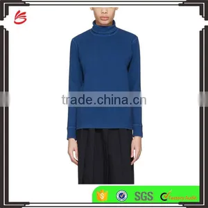 Custom Made Rib Knit Stretch Cotton Polyester Blended Turtleneck Pullover thumbnail-1