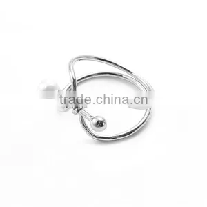 Unadjustable Rings Silver Tone White Imitation Pearl thumbnail-1