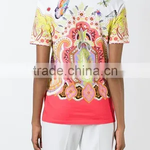 Custom Womens White 100 Cotton Printed t Shirts,Top Quality Short Sleeve V Neck Printed T Shirts For Women thumbnail-5