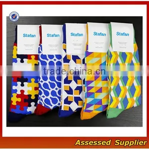 FXS141 Wholesale Custom Cotton Happy Business Mens Dress Socks thumbnail-2