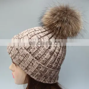 Fashion Pattern Pompon Hat With Lurex Acrylic Knitting Hat With Pompon thumbnail-3