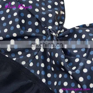 2017 Summer Beach Sexy Dark Blue V Neck Printed Ladies Swimwear Swimsuit thumbnail-4