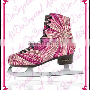 Aidocrystal 2016 Glitter Blue Ice Skating Shoes,crystal Figure Skate Sport Shoes for Girls thumbnail-2