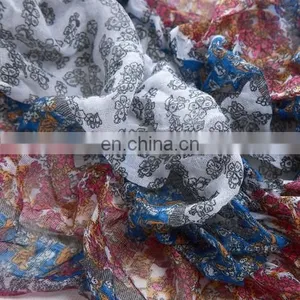 2015 Newest Style Fashion Design Polyester Voile Pleating Shawls(WX025GL) thumbnail-2