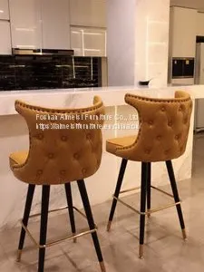 Modern Dining Room Furniture Fabric Cushion Wood Legs Bar Chair thumbnail-1