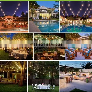 Waterproof Outdoor Custom 48ft 15 Sockets S14 Party Edison Bulb Patio Led String Lights Without Hanging Wire thumbnail-6