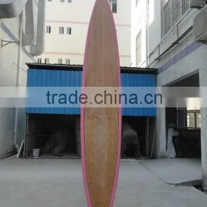 14' SUP Race Paddle Boards Epoxy Boards Pink Rail Bamboo Race Board thumbnail-1
