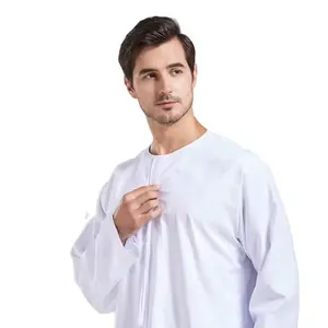 TR 80/20 Polyester/Viscose Woven High-grade Breathable Fabric White Middle Robe Arabian Medium Robe Islamic Robe thumbnail-2