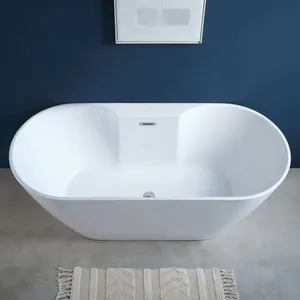 Modern Freestanding Solid Surface Bath Tub Bathroom Shower Tub High Quality Luxury Acrylic Resin Stone Bathtub thumbnail-5