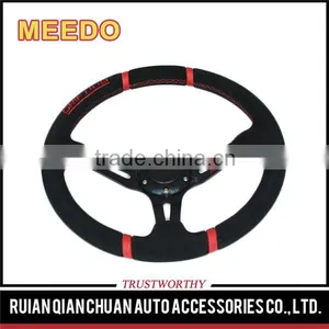 UNIVERSAL RACING DRIFTING DRIFT 350MM BLACK/RED STITCH JDM STEERING WHEEL thumbnail-1