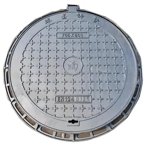 Cast Iron Manhole Cover 500*600mm 600*700mm Round D400 Ductile Iron Manhole Cover thumbnail-4