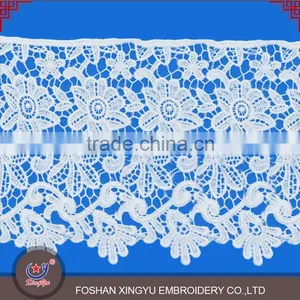 New Design Custom Floral Crochet Lace Collar Neck Applique Sewing Trim White Cotton Dyeable Neckline thumbnail-2