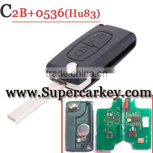 High Quality 2 Button Remote Key For Citroen Flip Key 0536 HU83 Blade thumbnail-1