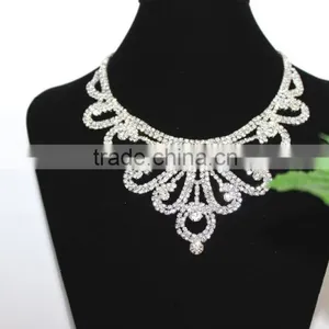 Cheap Silver Bridal Necklace and Earring Sets Wedding Rhinestone Bridal Jewelry Sets thumbnail-3