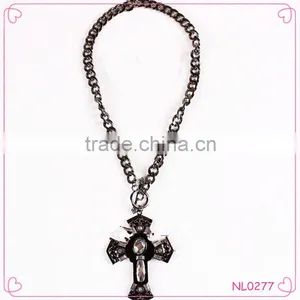 2015 New Arrived Cross Pendant Crystal Mosaic Necklace Black Vintage Necklace thumbnail-1